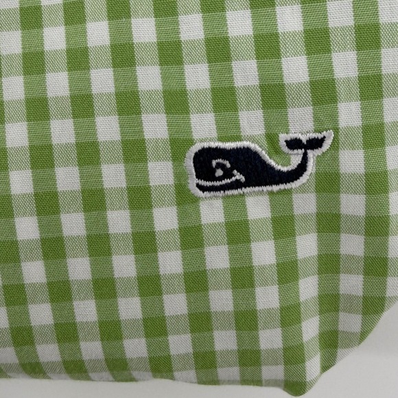 Vineyard Vines Mens Slim Fit Whale Shirt Green Gingham Check Long Sleeve Medium - Picture 6 of 10
